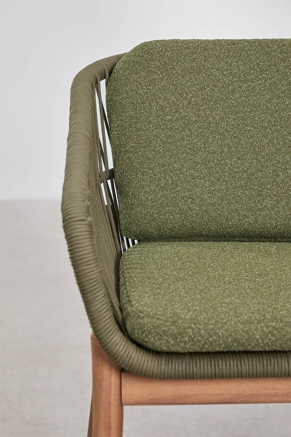 Rechthoekige uitschuifbare eettafel 250-310x105 cm Duala en 8 tuinstoelen van acaciahout en gevlochten touw Karvia, galerij beeld 10