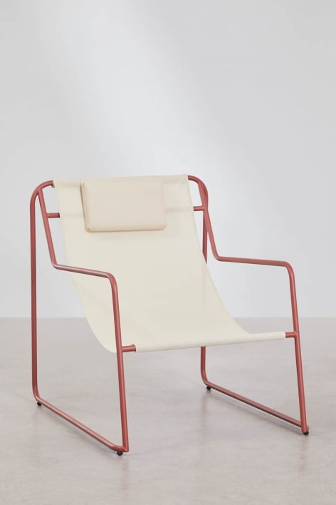 Set van 2 ligstoelen met kussen en armleuningen van staal Lorvian