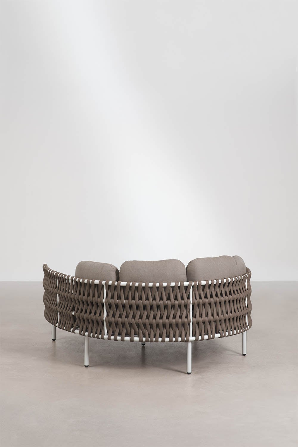 Dubbele ligstoel van aluminium en gevlochten touw met kussens Tevary, galerij beeld 5