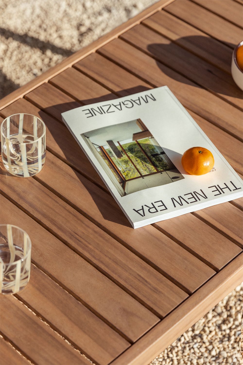 Tuinset met 2 stoelen van gevlochten touw en salontafel van acaciahout Karvia, galerij beeld 3