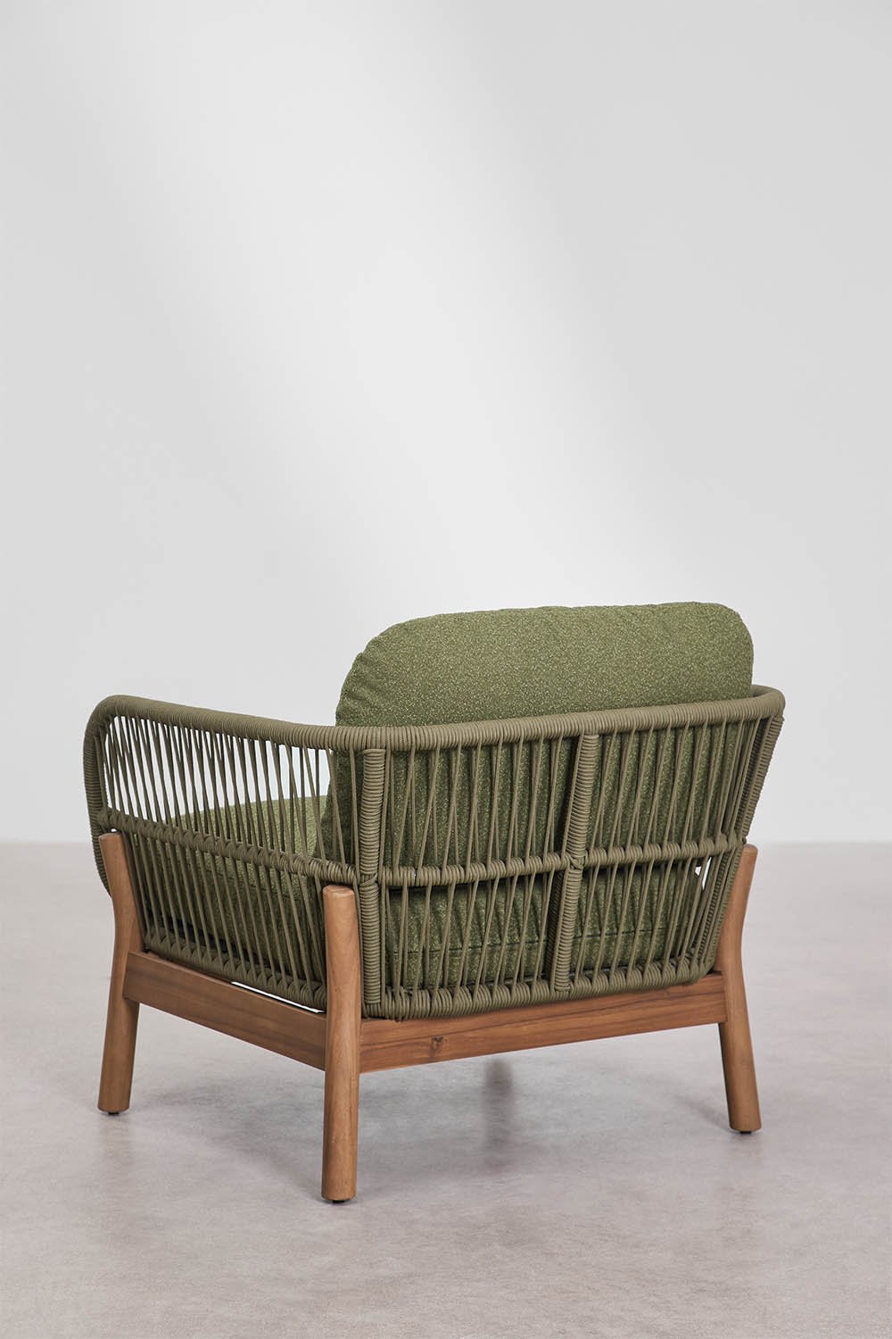 Woonkamerset met 2 stoelen van gevlochten touw en salontafel van acaciahout Karvia, galerij beeld 5