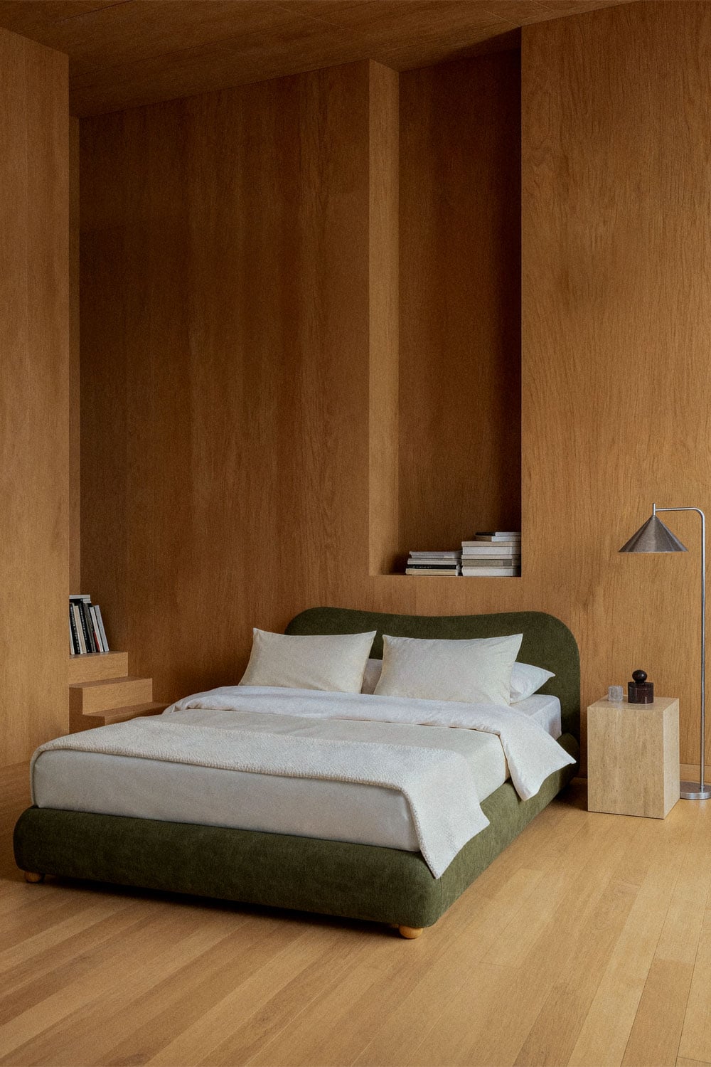 Bed voor matras 160x200cm met opklapbed in Salvia Groen stof Winselet, galerij beeld 1