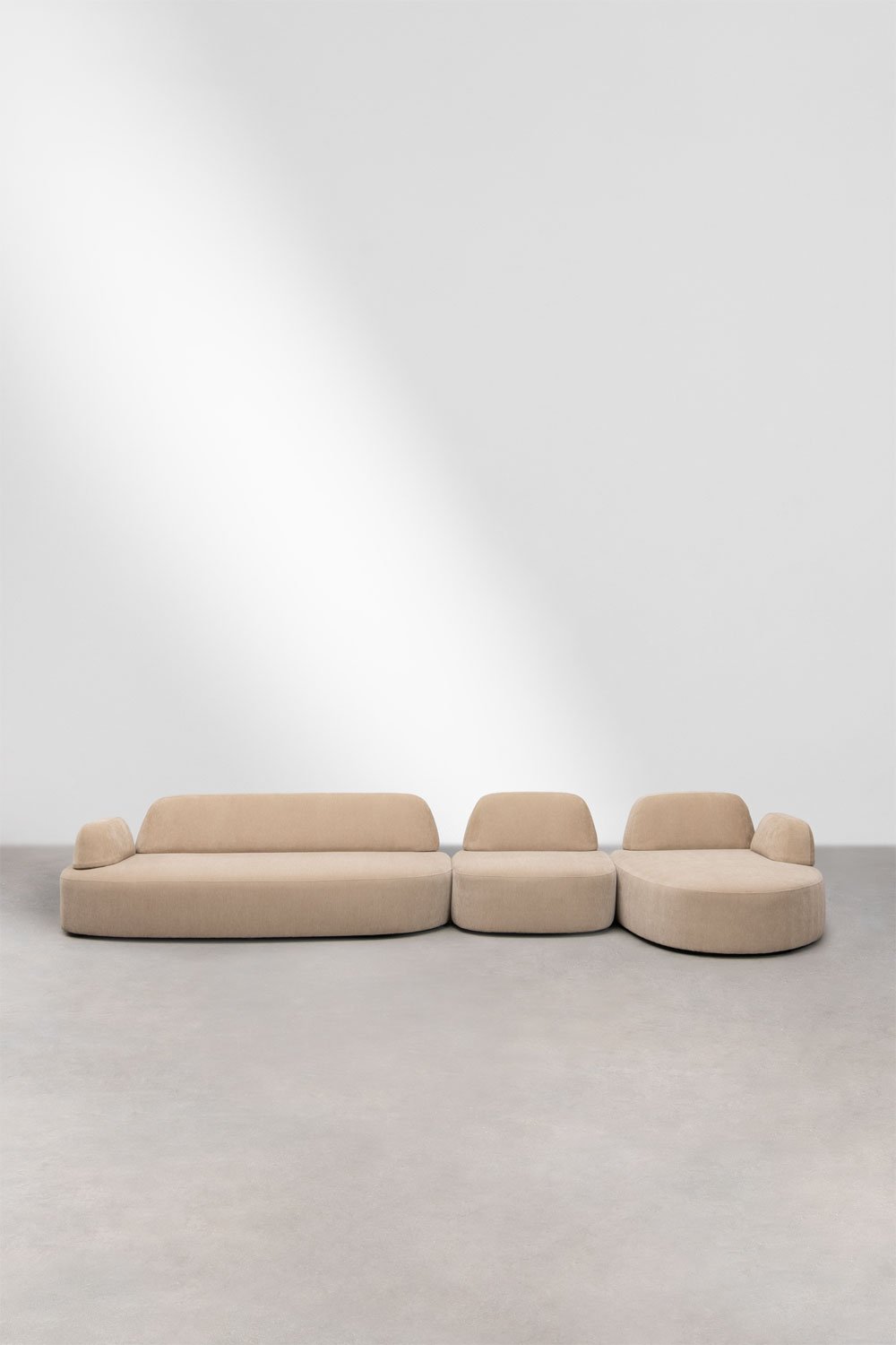 Rechte 3-delige modulaire chaise longue bank met beklede hoekmodule Giorgia, galerij beeld 5