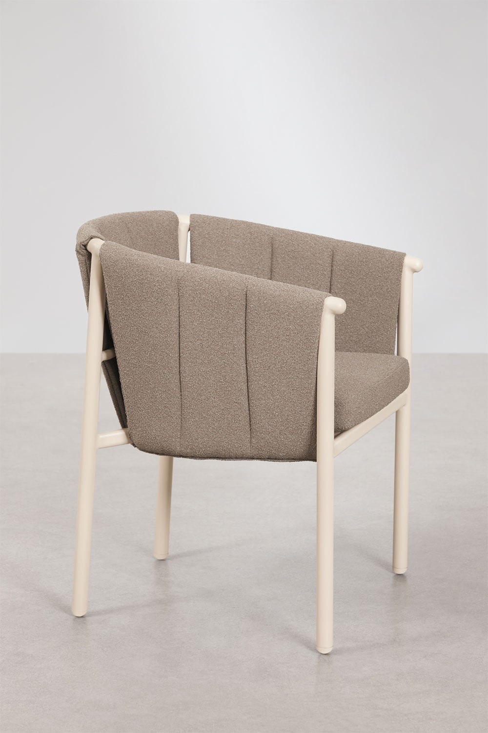 Pack van 2 tuinstoelen met armleuningen in bouclé en aluminium Boleni, galerij beeld 2