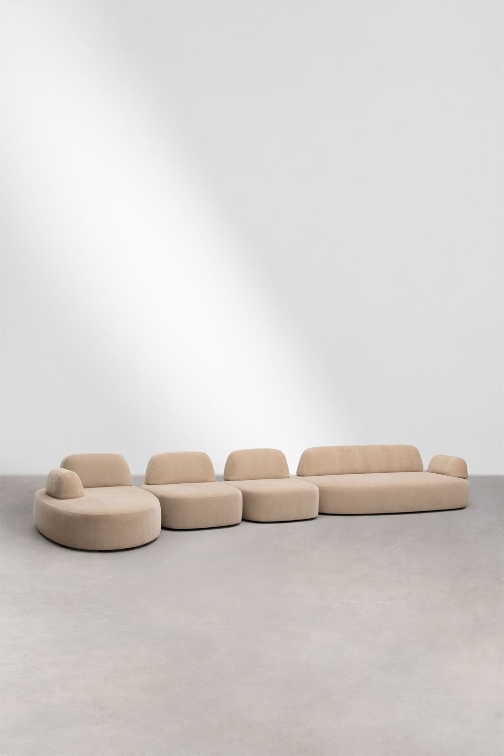 Modulaire linker chaise longue bank van 4 delen met beklede hoekmodule Giorgia, galerij beeld 3