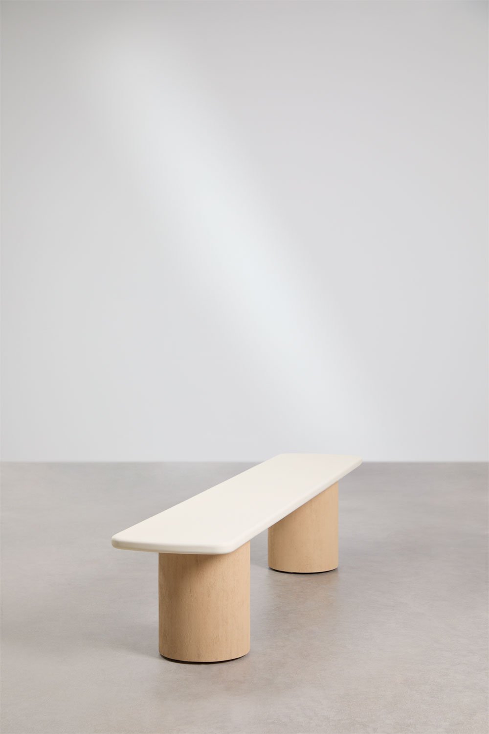 Set van een rechthoekige tafel 270x110 cm en 2 tuinbanken van beton en acaciahout Sharpay, galerij beeld 6