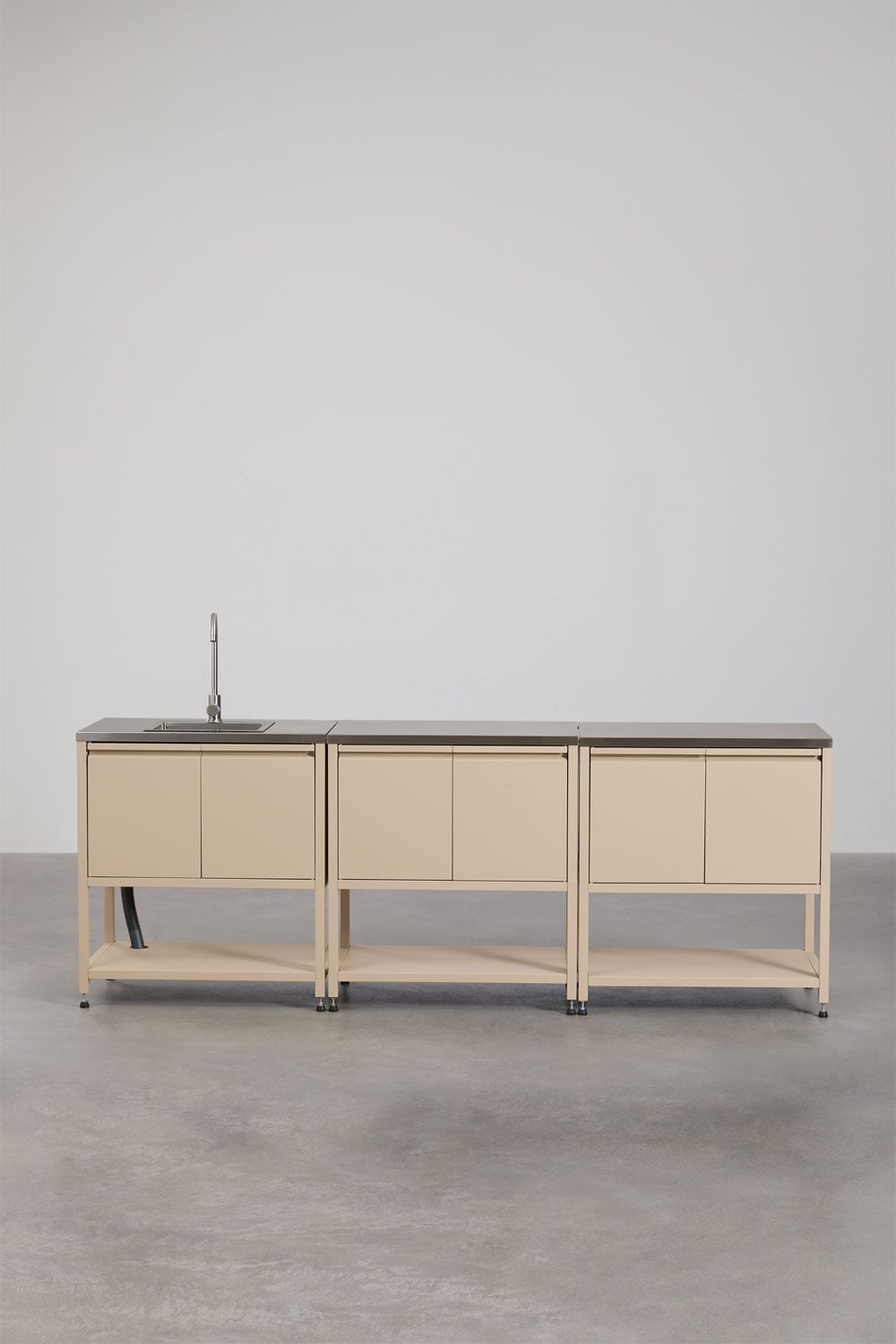 Modulaire buitenkeuken van 3 delen met spoelbak en opbergruimte in staal Savona, galerij beeld 1