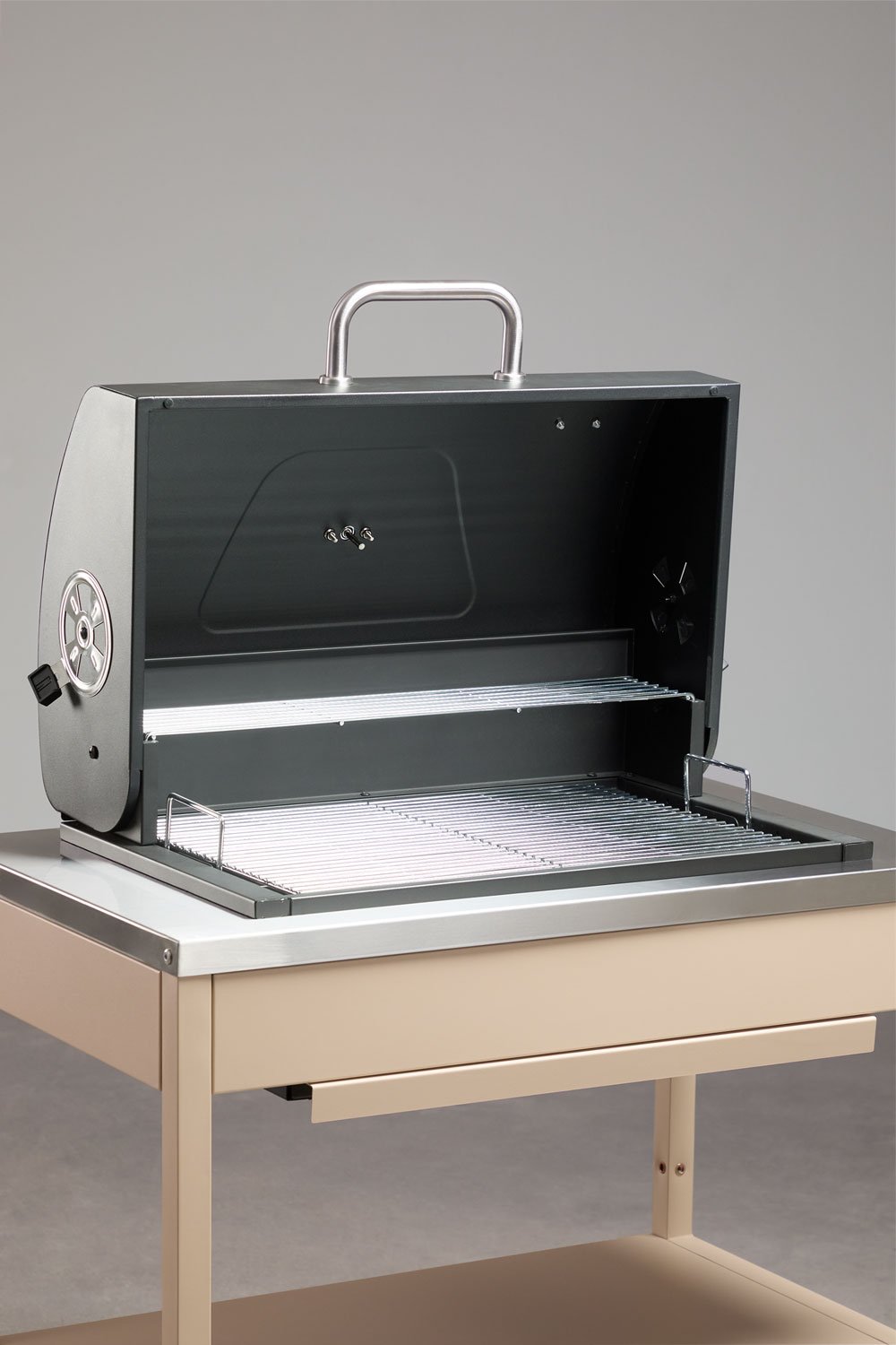 Modulaire buitenkeuken van 3 delen met gootsteen, opbergruimte en Savona koolskoolbarbecue van staal, galerij beeld 8