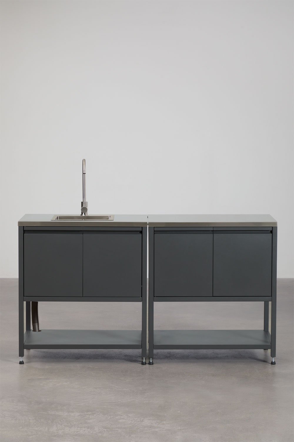 Modulaire buitenkeuken van 2 delen met spoelbak en opbergruimte in staal Savona, galerij beeld 4