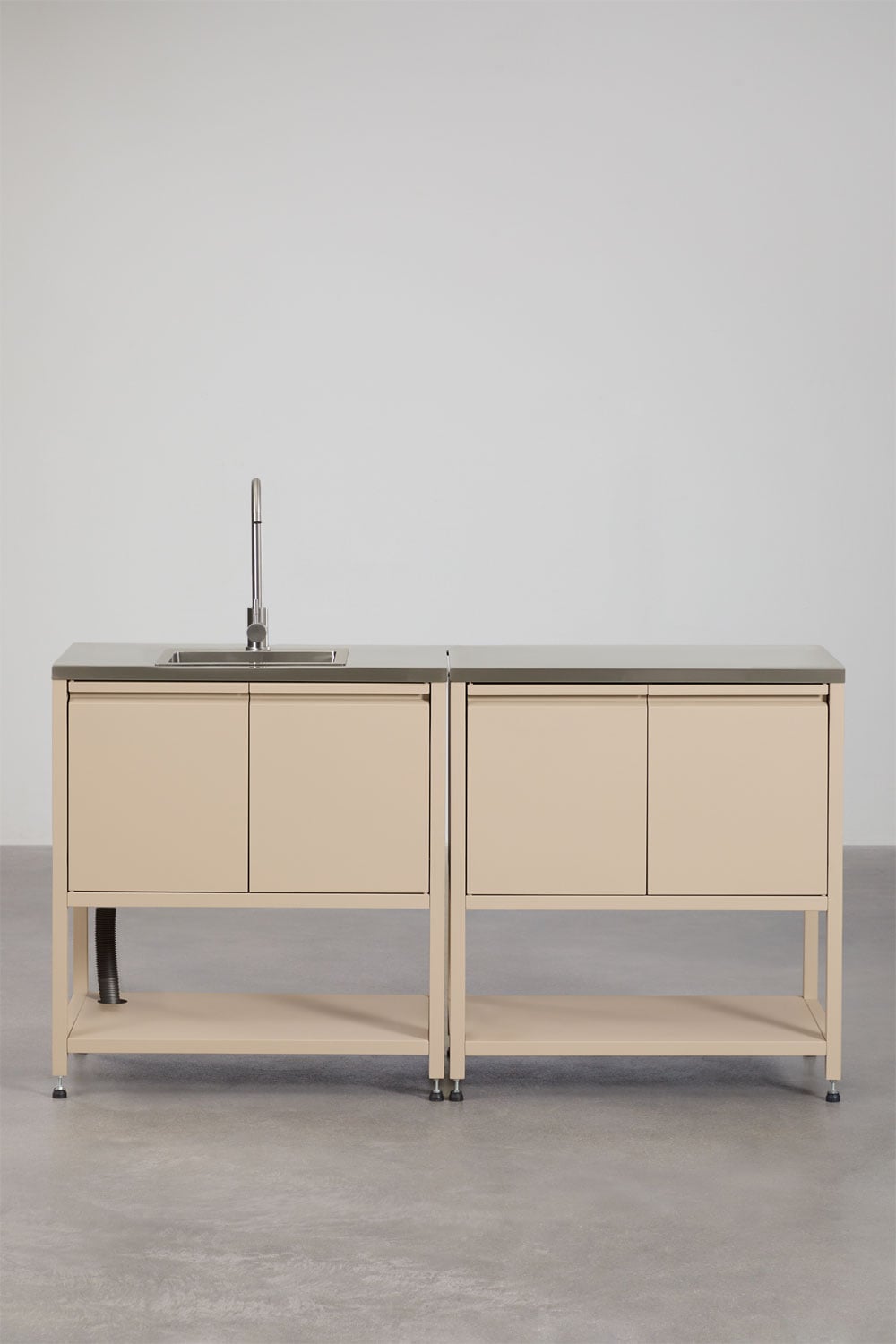 Modulaire buitenkeuken van 2 delen met spoelbak en opbergruimte in staal Savona, galerij beeld 1