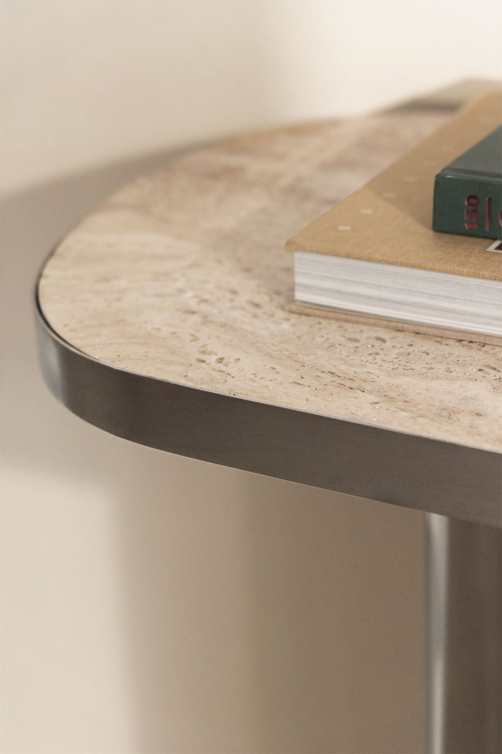 Ovale haltafel 120x40 cm van natuursteen en roestvrij staal Fertrix, galerij beeld 2