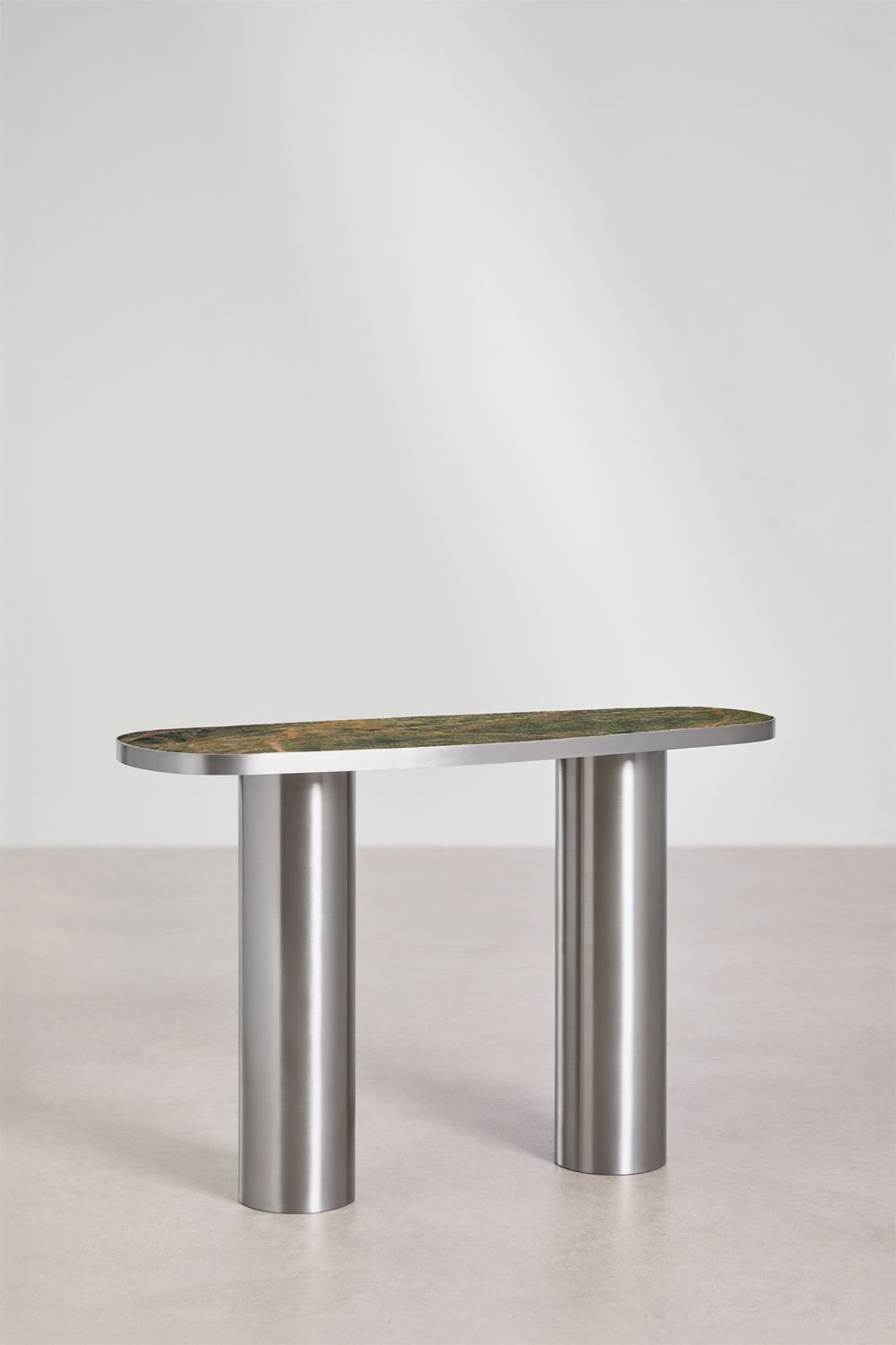 Ovale haltafel 120x40 cm van natuursteen en roestvrij staal Fertrix, galerij beeld 3