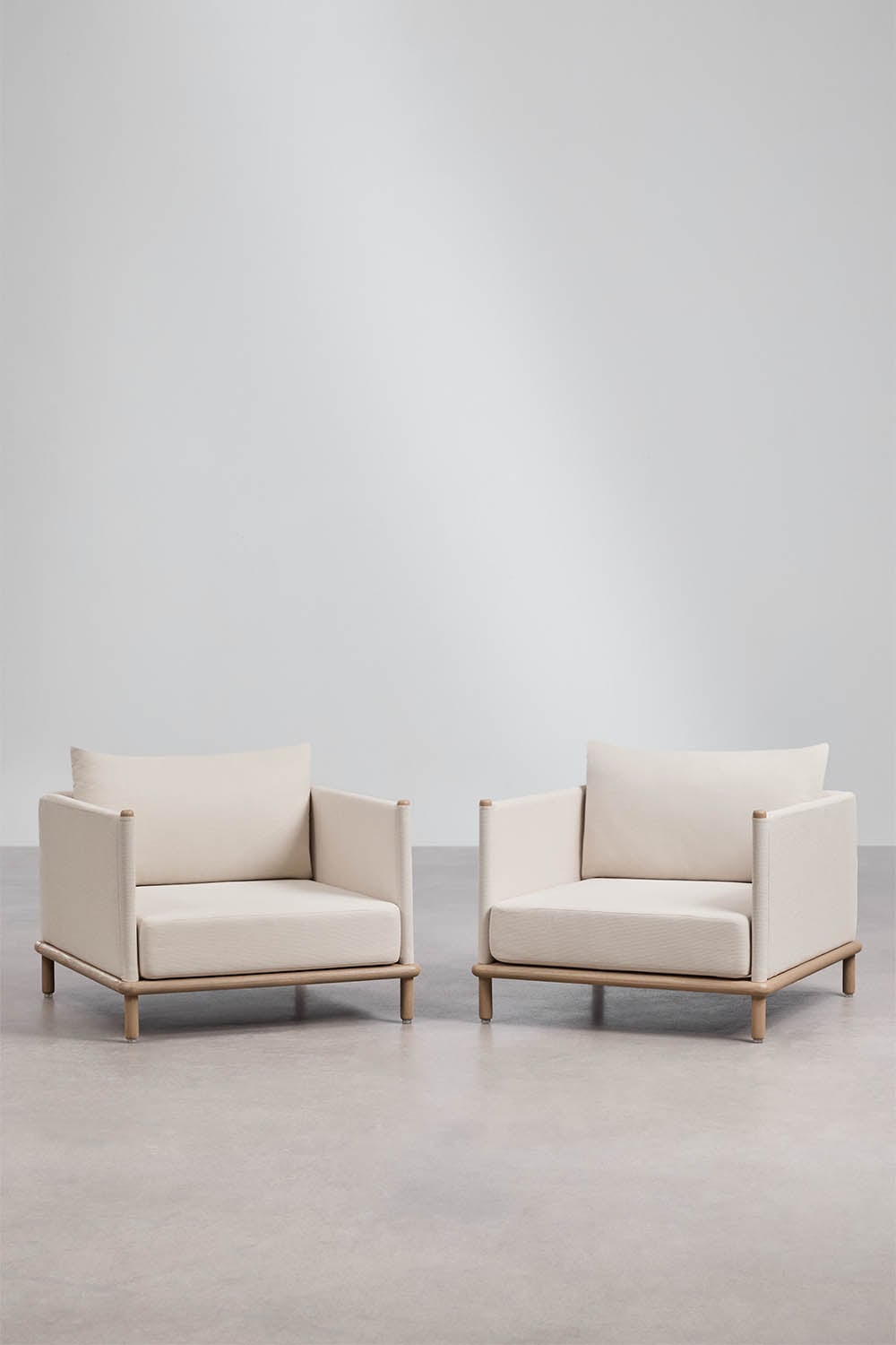 Set van 2 fauteuils van acaciahout Olivia, galerij beeld 1