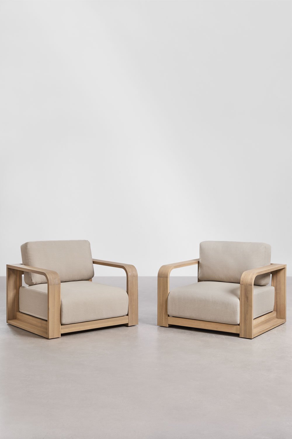 Pack van 2 tuinstoelen met armleuningen van acaciahout Brivori, galerij beeld 1