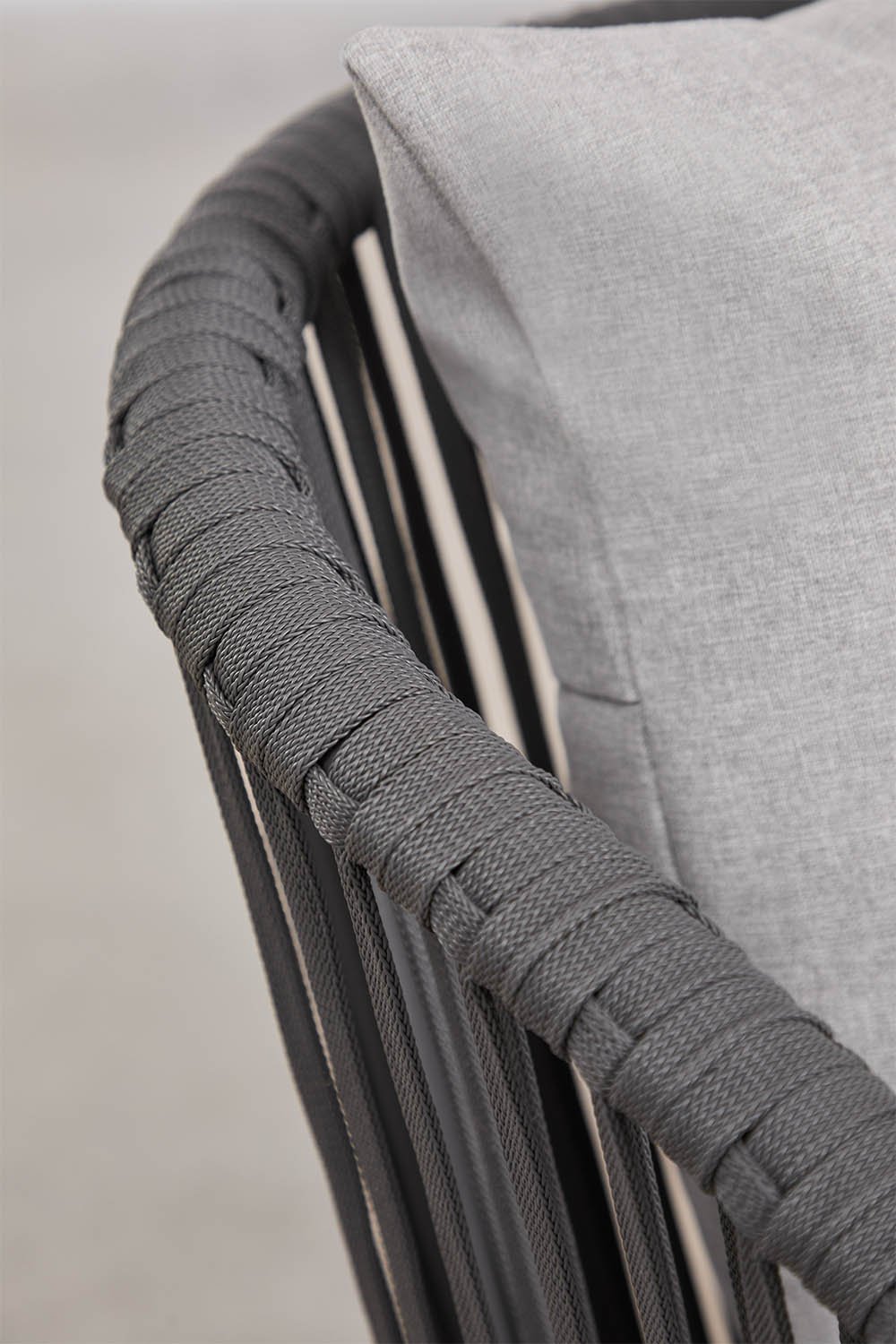 Rechthoekige eettafelset 160x90 cm met 6 eetkamerstoelen van gevlochten touw Arhiza Classic, galerij beeld 8
