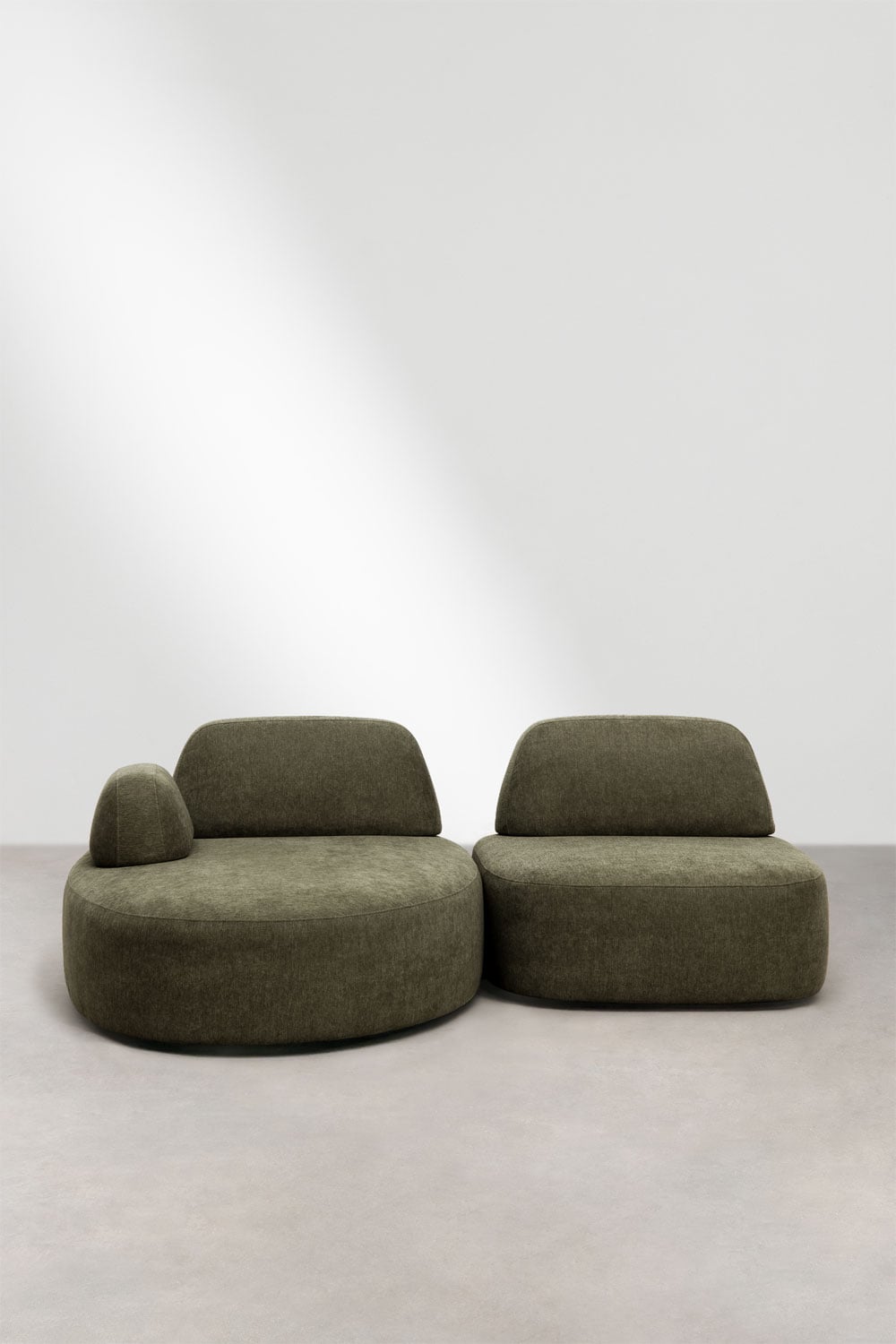 Modulaire linker chaise longue bank van 2 delen bekleed Giorgia, galerij beeld 3