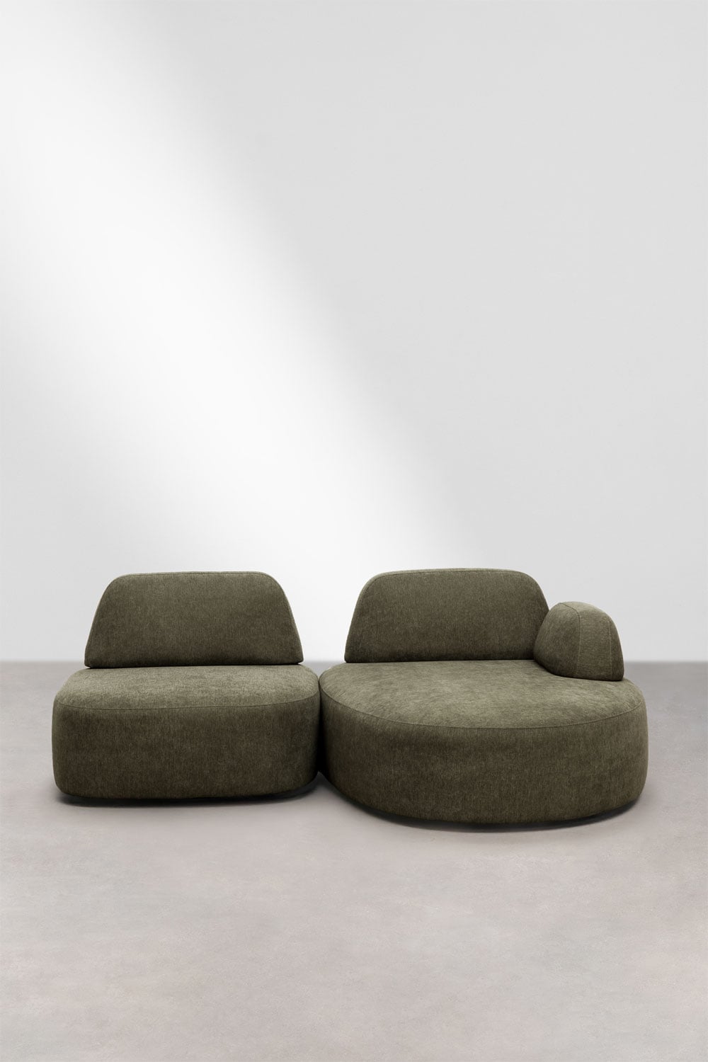 Rechte modulaire chaise longue bank van 2 delen bekleed Giorgia, galerij beeld 3