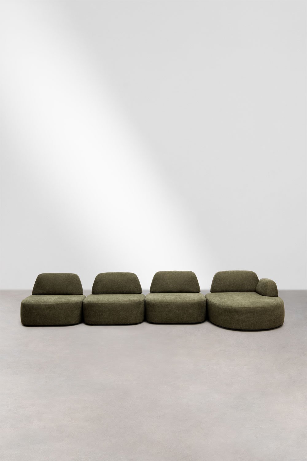 Rechte 4-delige modulaire chaise longue bank Giorgia bekleed, galerij beeld 3