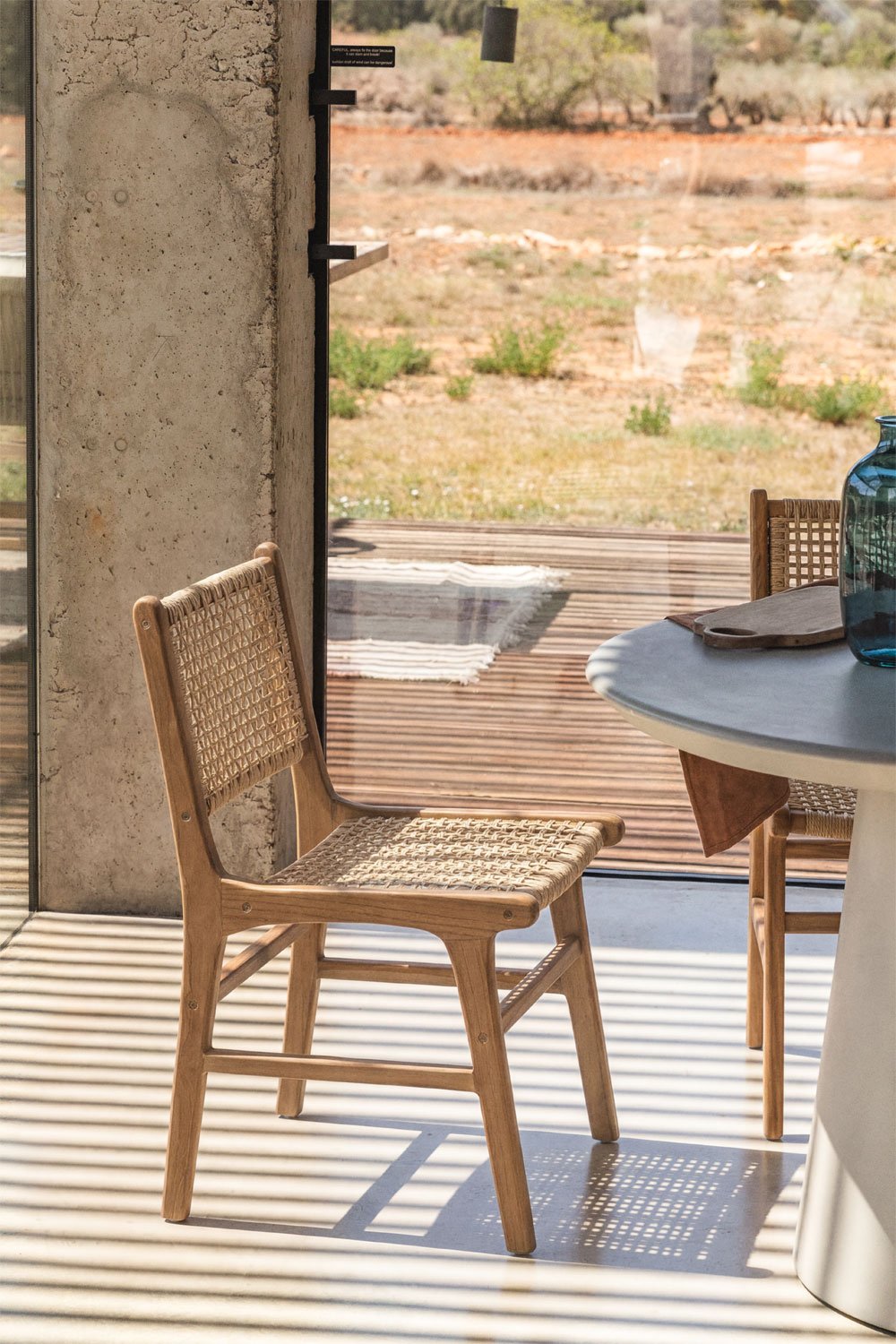 Set van 2 eetkamerstoelen van teakhout Malmo, galerij beeld 1