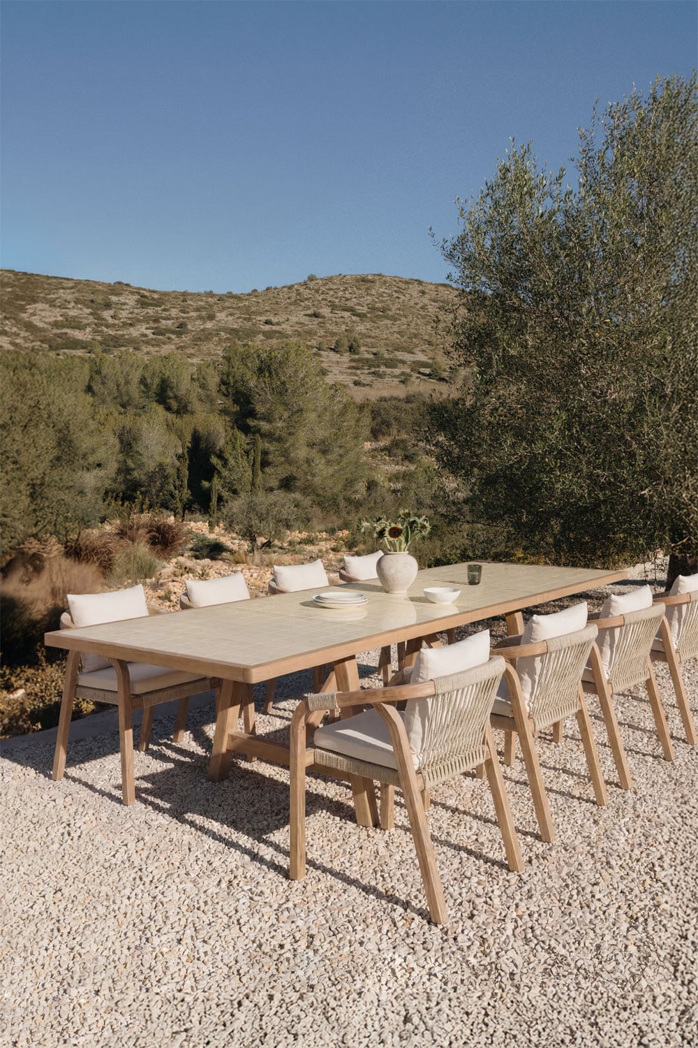 Rechthoekige uitschuifbare tuin tafel 200-260-320x100 cm van acaciahout Dubai, galerij beeld 1