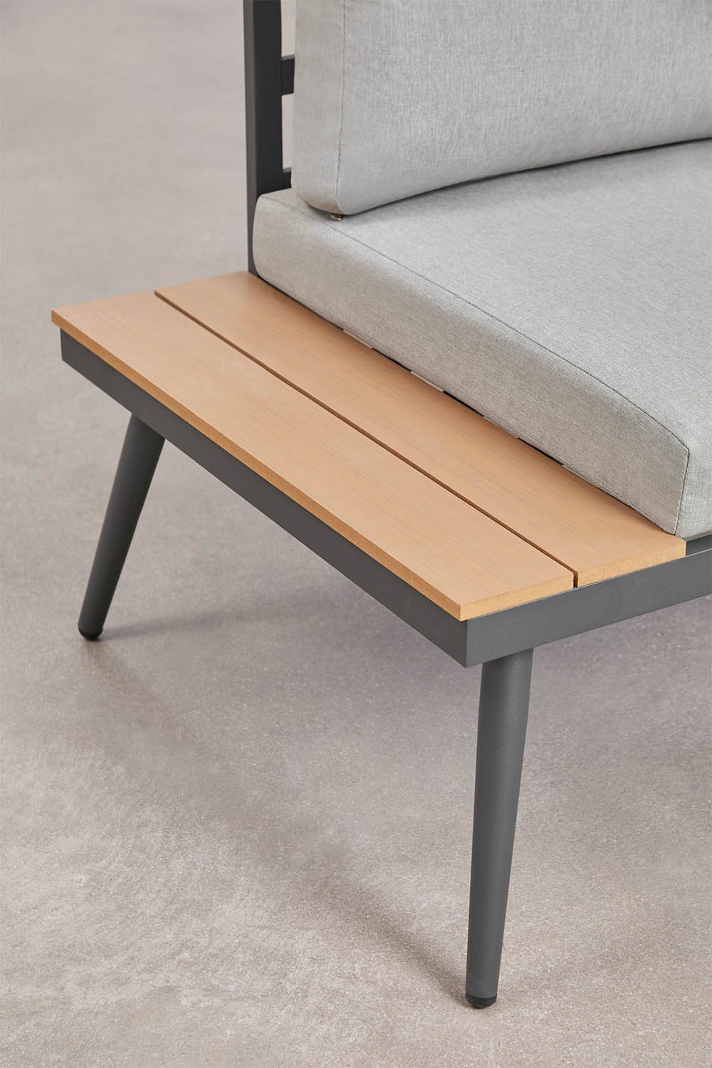 Nadi aluminium- en houten loungeset met 4-zits hoekbank en salontafel, galerij beeld 4