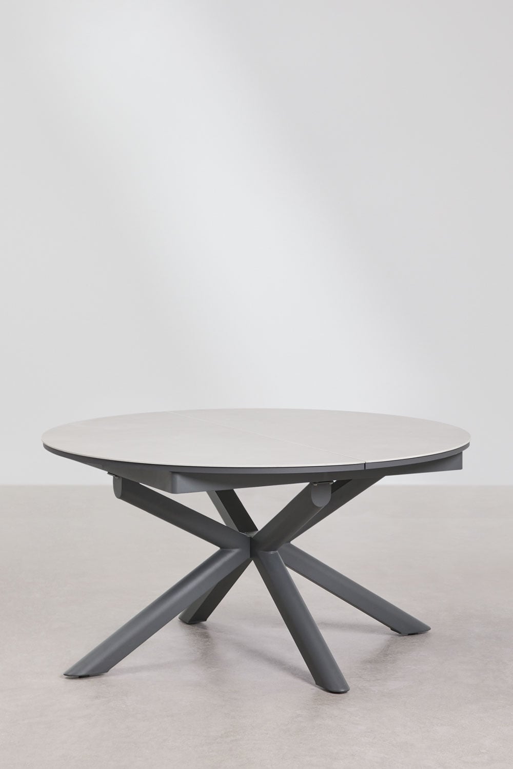 Set van 145-200x145 cm uitschuifbare aluminium tafel Begur en 6 tuinstoelen van staal Anerina, galerij beeld 3