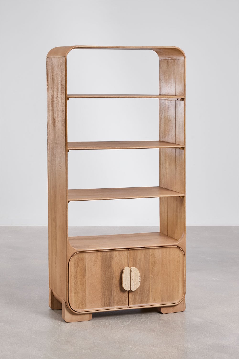 Kast ↑190 cm van mangohout en travertijn Kivalina, galerij beeld 4