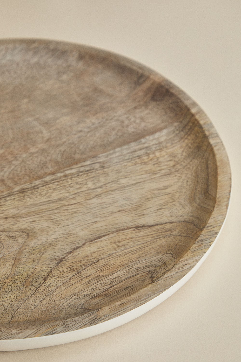 Ronde decoratieve dienblad Ø30 cm van mangohout Fruela, galerij beeld 3