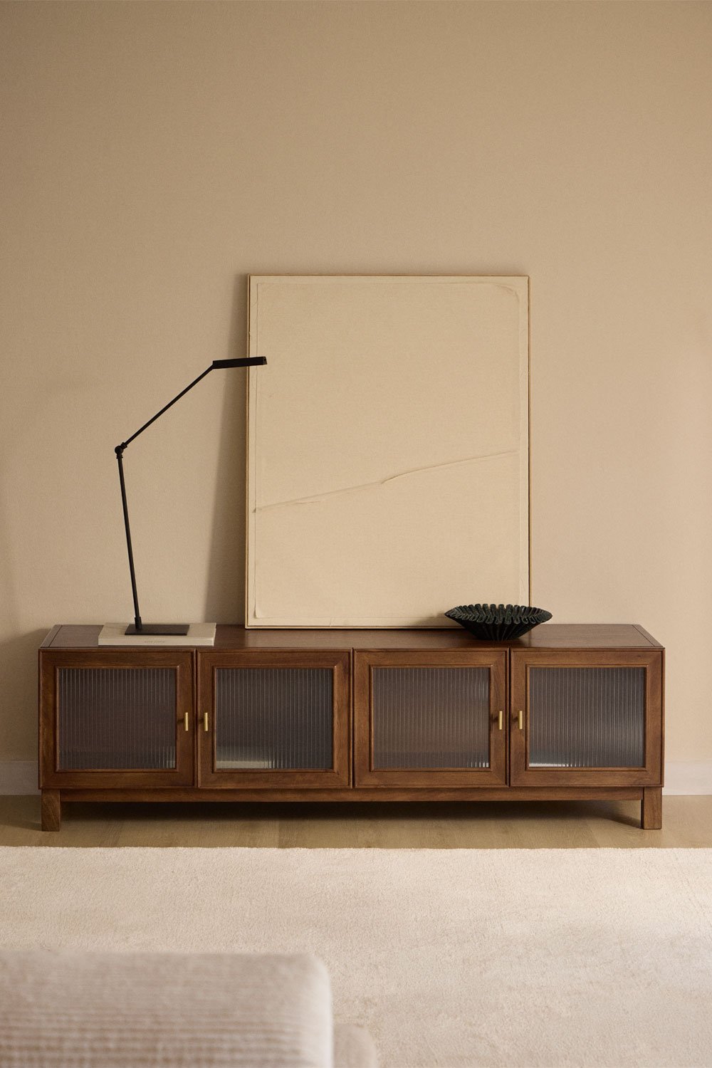 TV-meubel ↔︎170 cm van mangohout en glas Ildara, galerij beeld 8