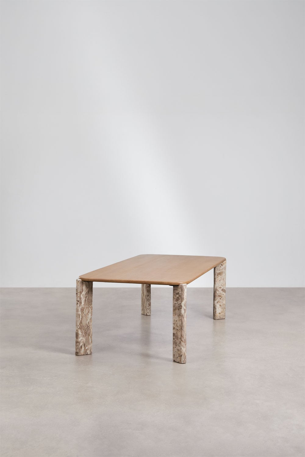 Rechthoekige eettafel 230x110 cm van mangohout en natuursteen Andeca, galerij beeld 4