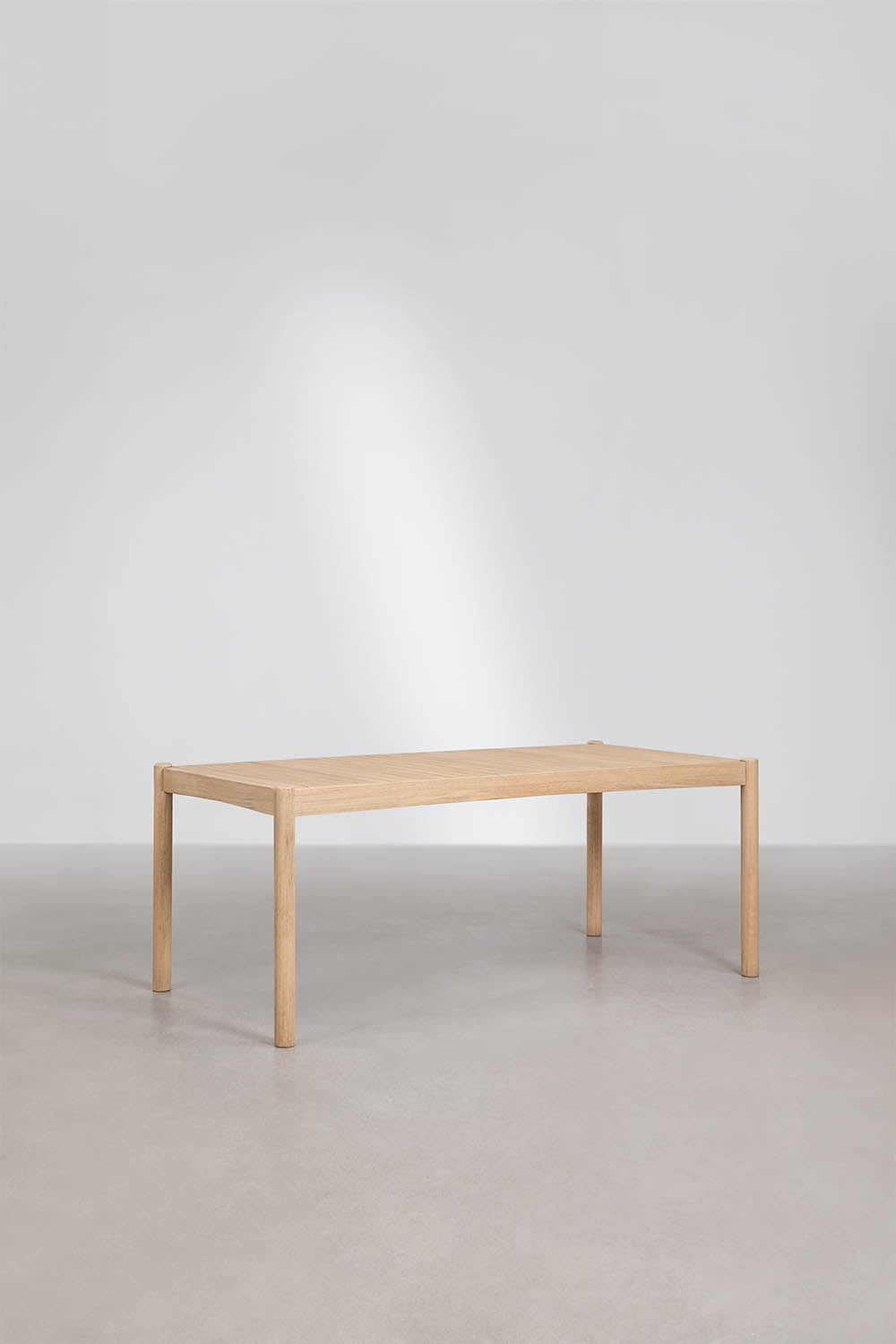 Rechthoekige tafelset 180x90 cm en 2 tuinbanken van acaciahout en gevlochten touw Karvia, galerij beeld 3