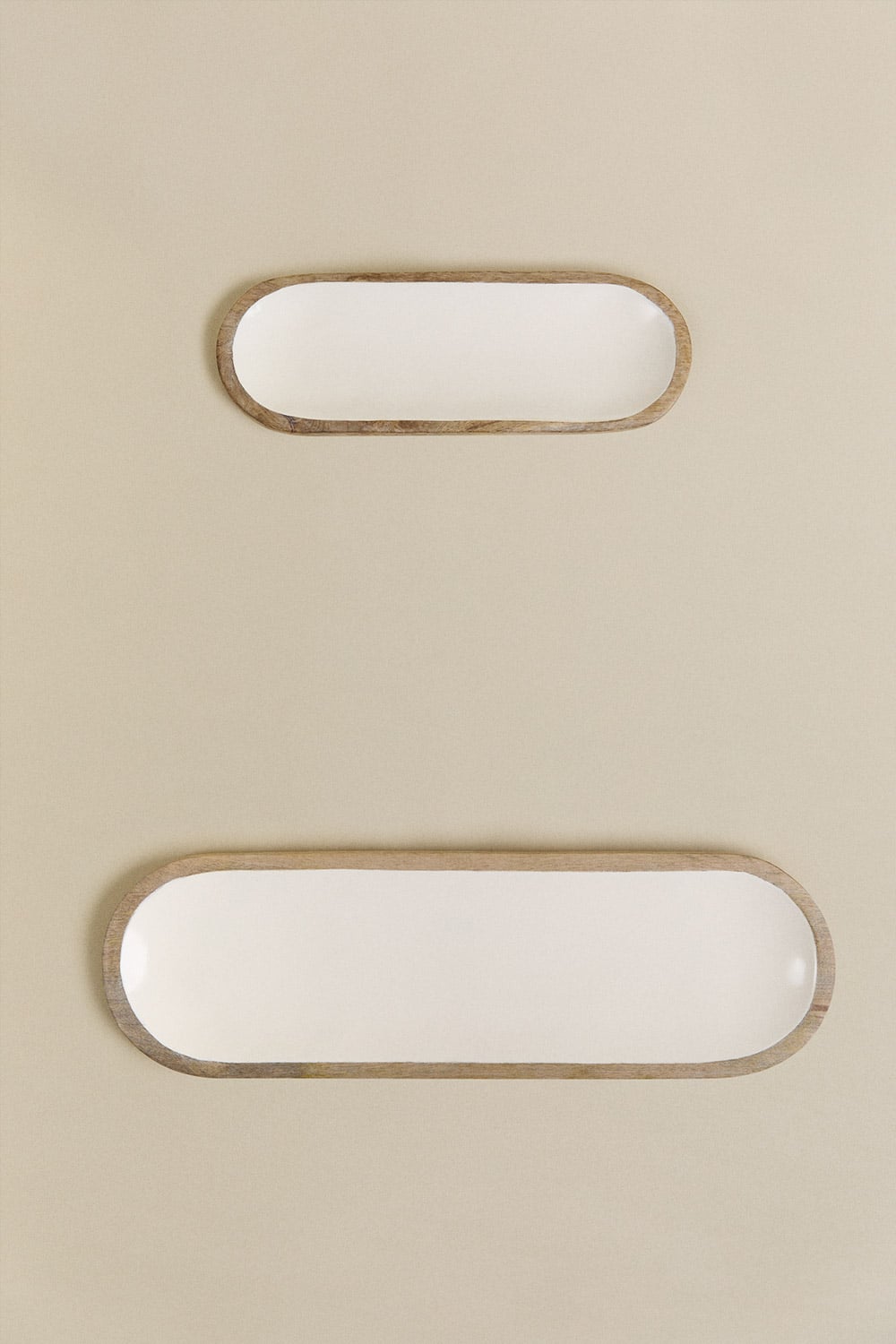 Set van 2 decoratieve dienbladen van mangohout Fruela, galerij beeld 1