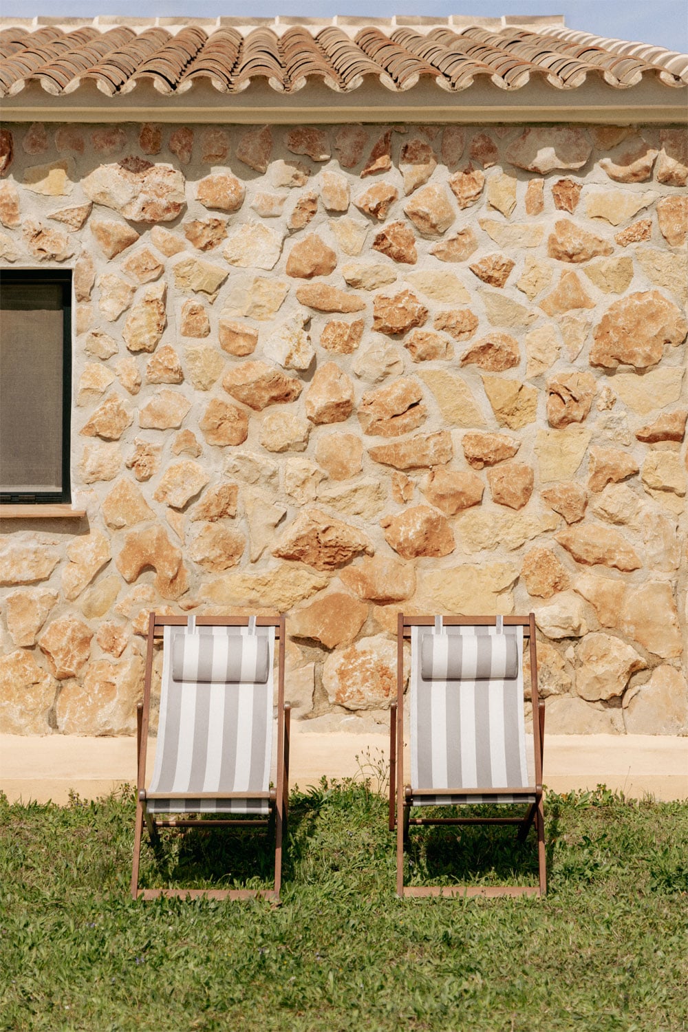 Set van 2 inklapbare houten hangmatten met kussen Kardis, galerij beeld 1