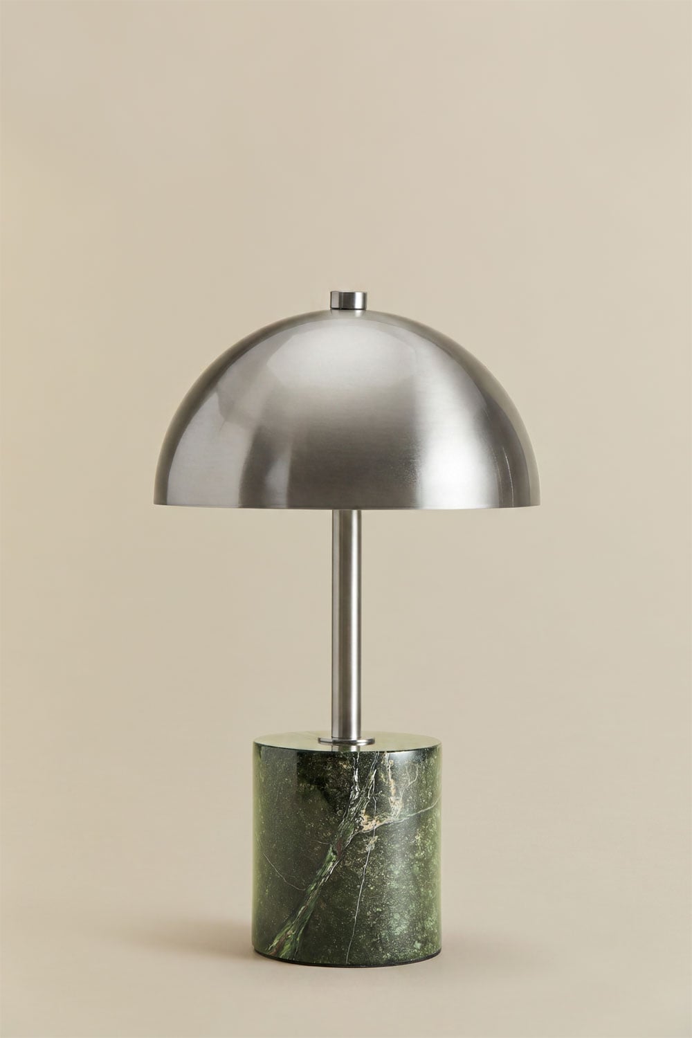 Draadloze LED-tafellamp van ijzer en natuursteen Nicolas, galerij beeld 1