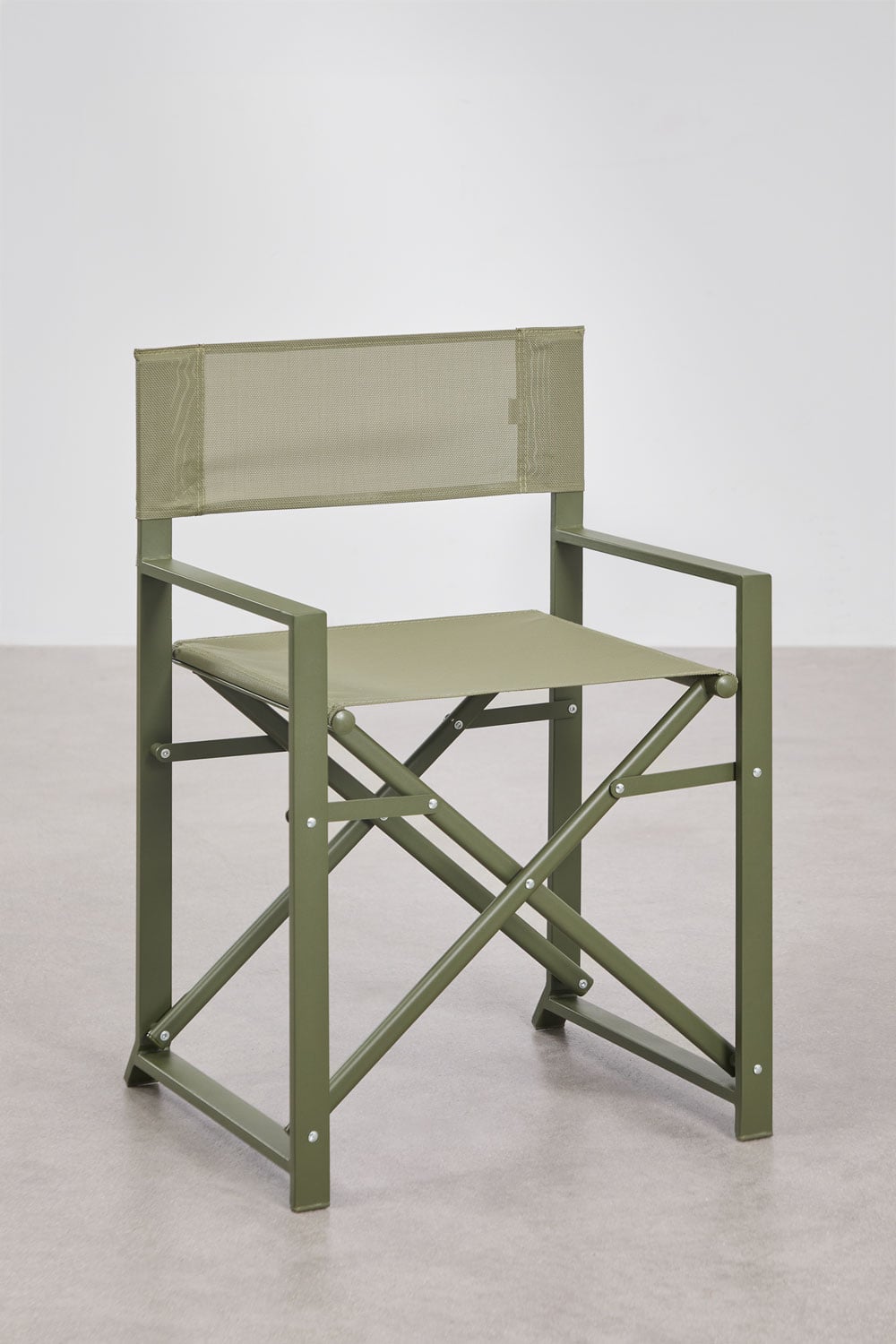 Uitbreidbare tuintafelset 90-180x90 cm van aluminium Starmi en 4 inklapbare regisseursstoelen van staal Zurena, galerij beeld 9