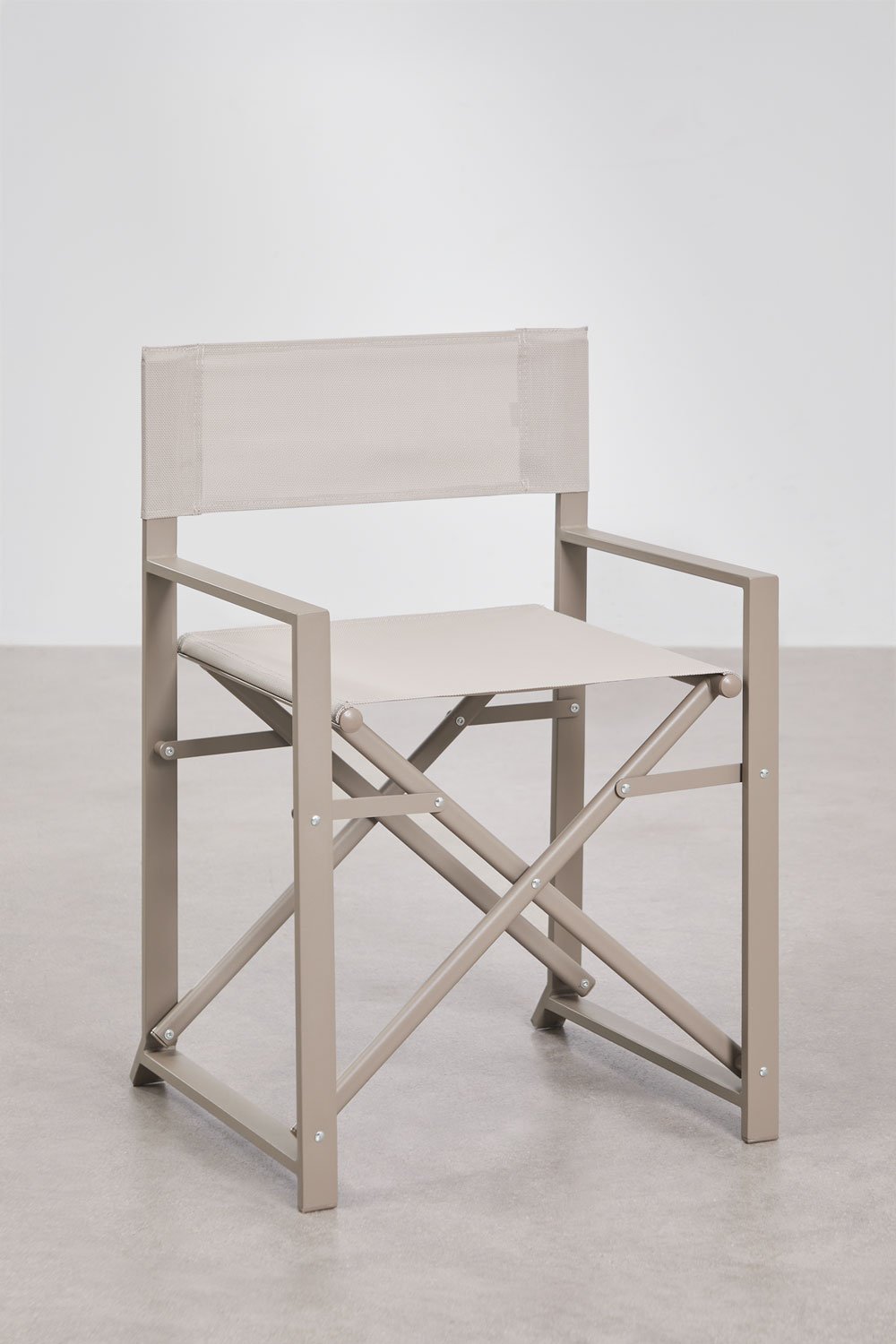 Uitbreidbare tuintafelset 90-180x90 cm van aluminium Starmi en 8 inklapbare regisseursstoelen van staal Zurena, galerij beeld 8