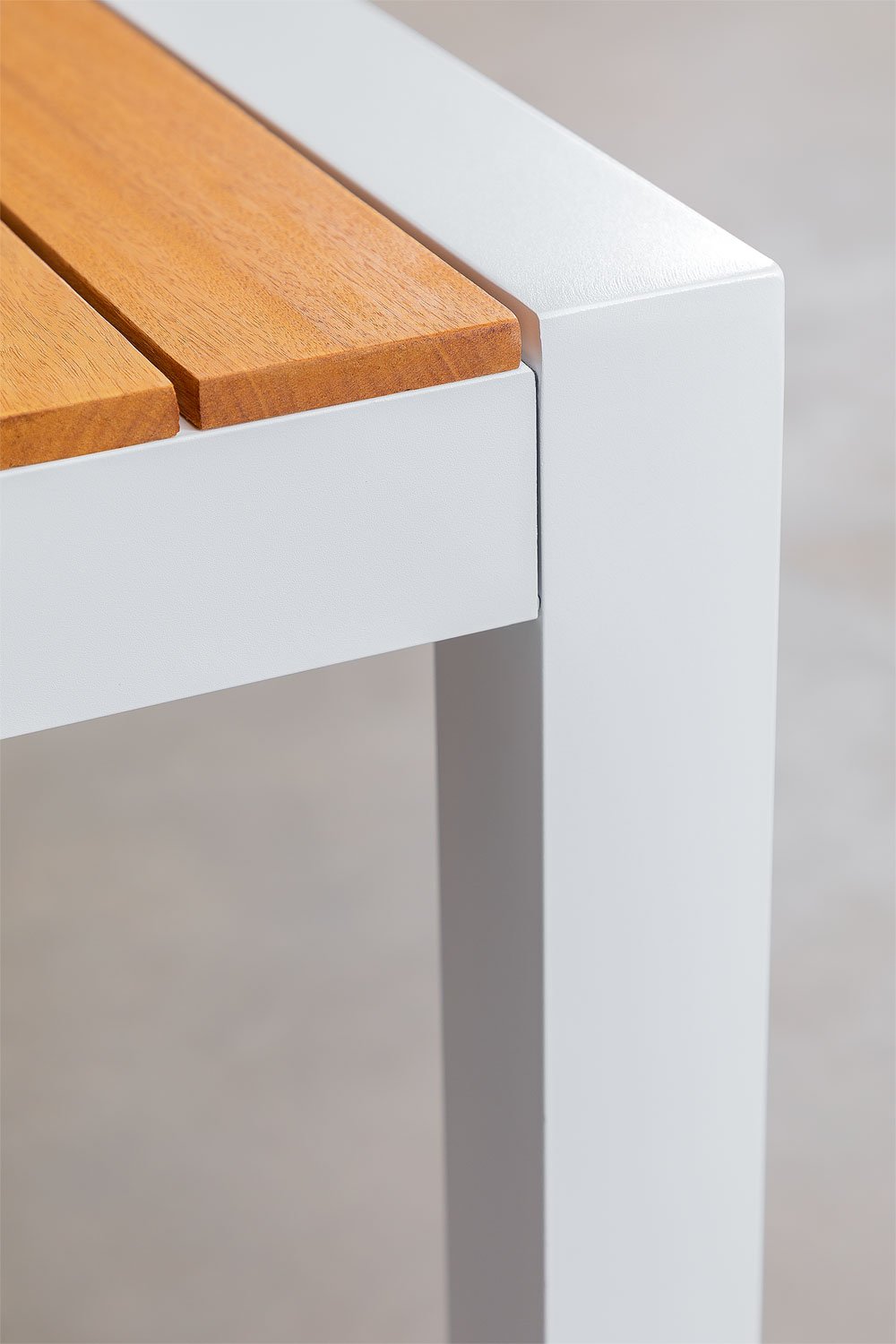 Rechthoekige eettafelset 160x90 cm van Archer Classic eucalyptus hout en 6 stapelbare tuinstoelen van aluminium Archer, galerij beeld 4
