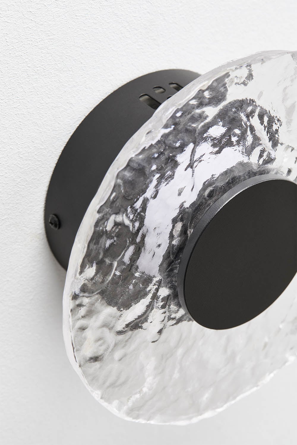 Wandlamp Ø20 cm LED van glas en ijzer Lorenzo, galerij beeld 5