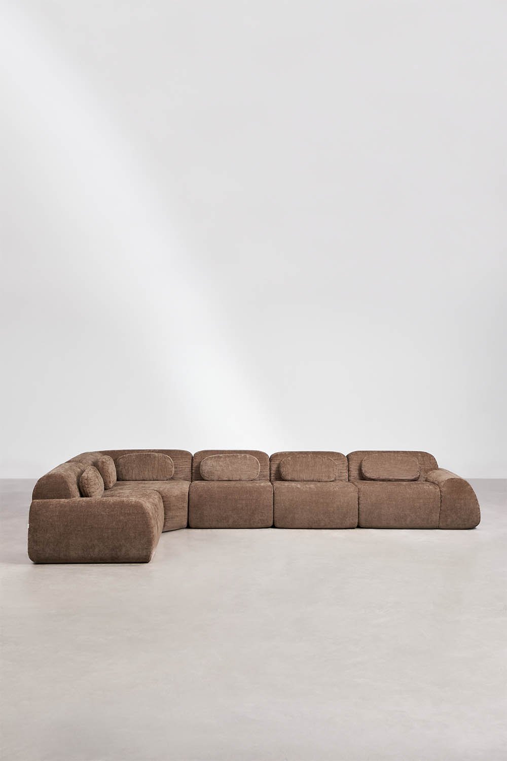 Modulaire hoekbank van 5 delen in vacuüm verpakte chenille Merida, galerij beeld 3