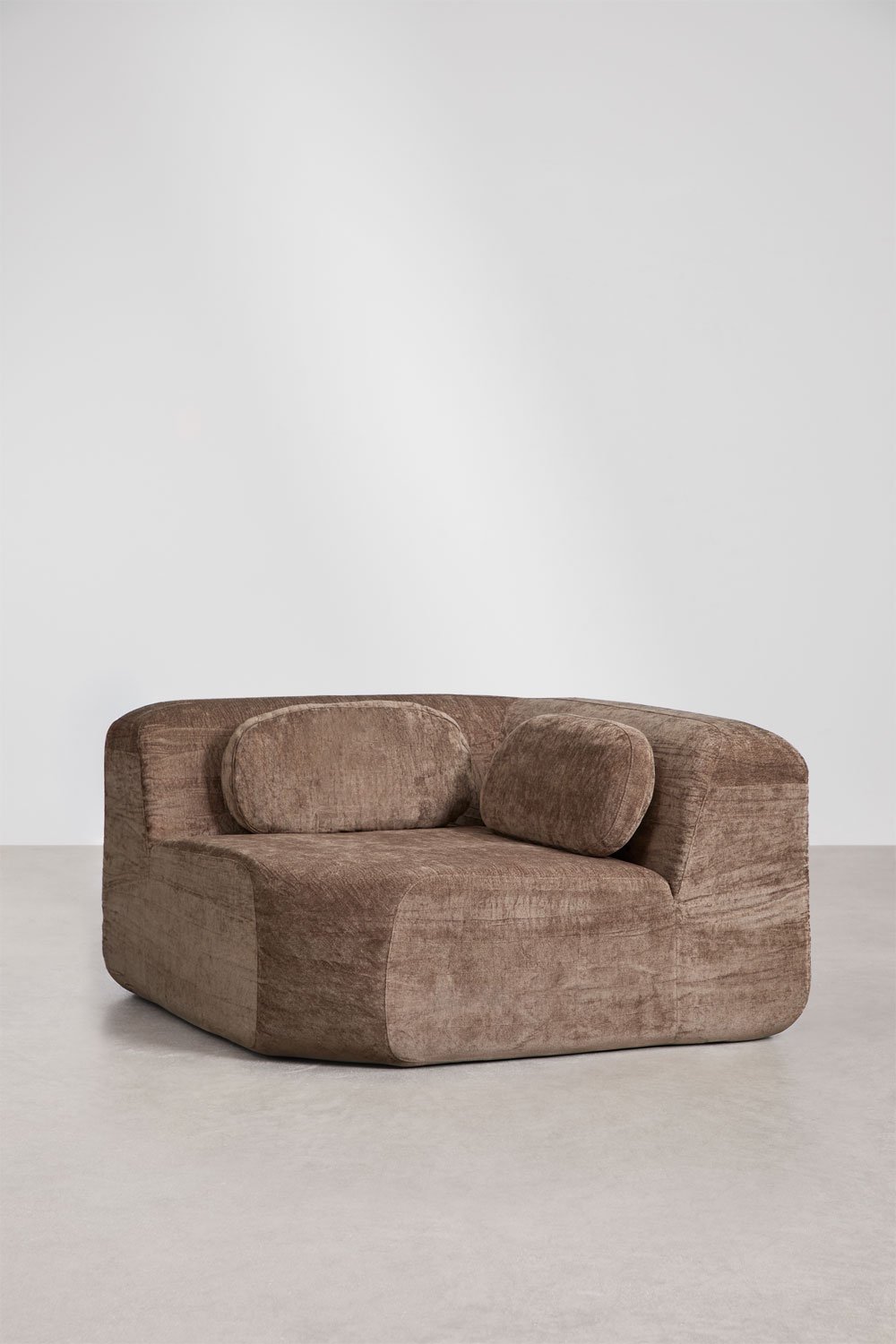 Modulaire hoekbank van 3 delen met rechter divan in vacuüm verpakte chenille Merida, galerij beeld 6