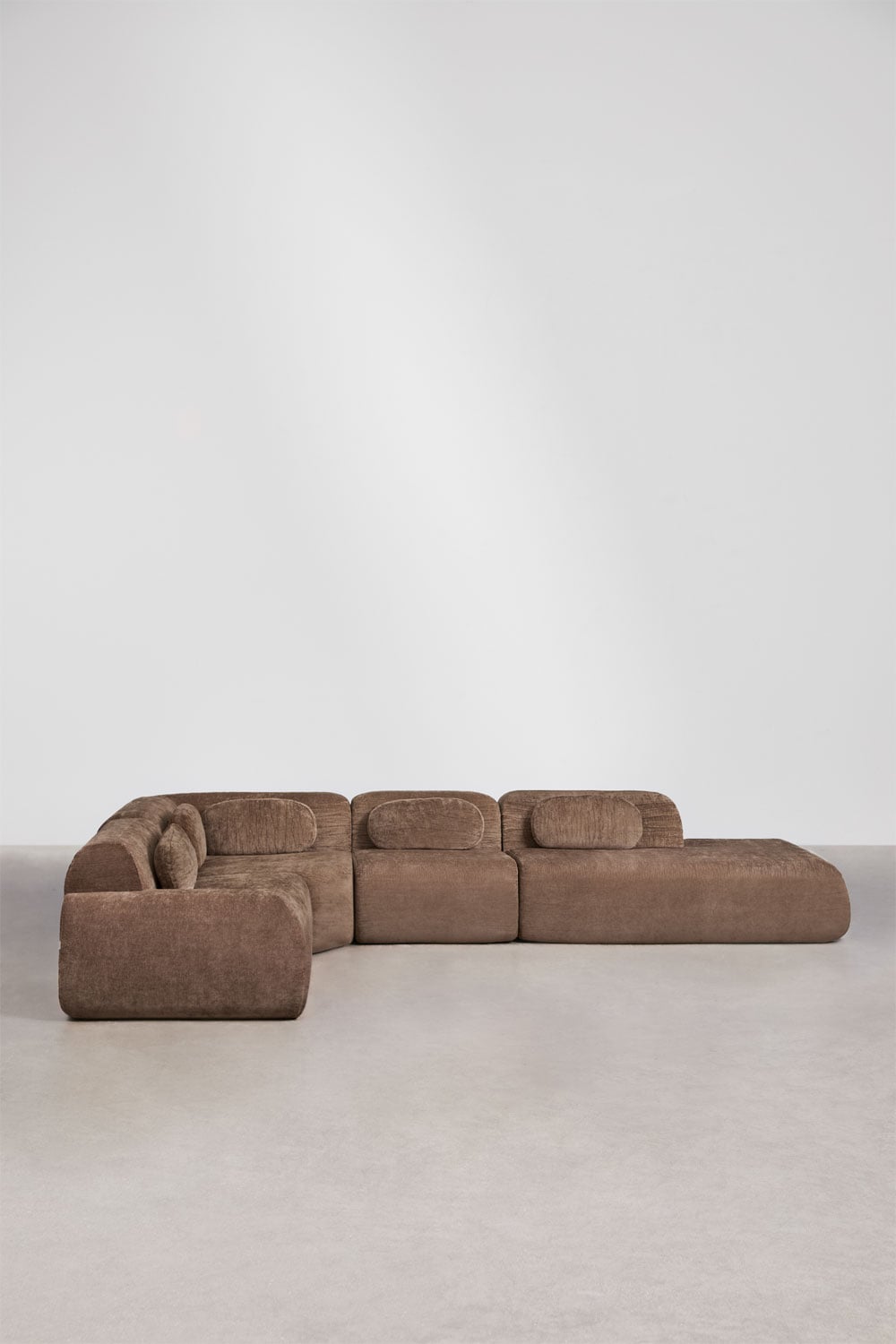 Modulaire hoekbank van 4 delen met rechter divan in vacuüm verpakte chenille Merida, galerij beeld 3