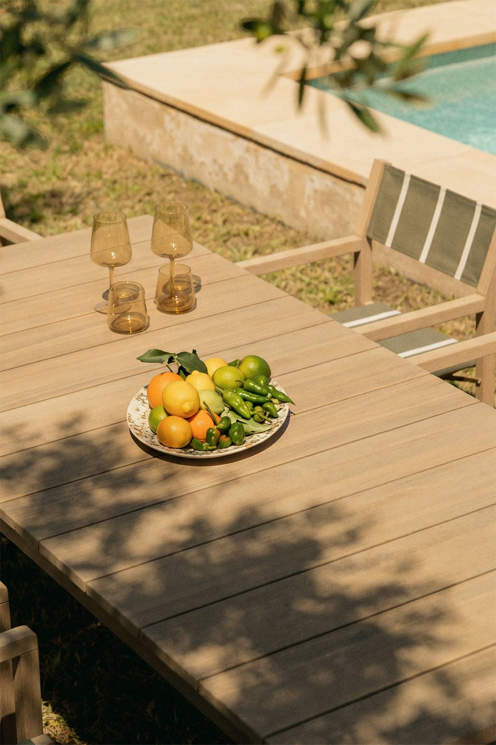 Rectangulaire tuin tafel 220x100 cm in acaciahout Mirelen, galerij beeld 2