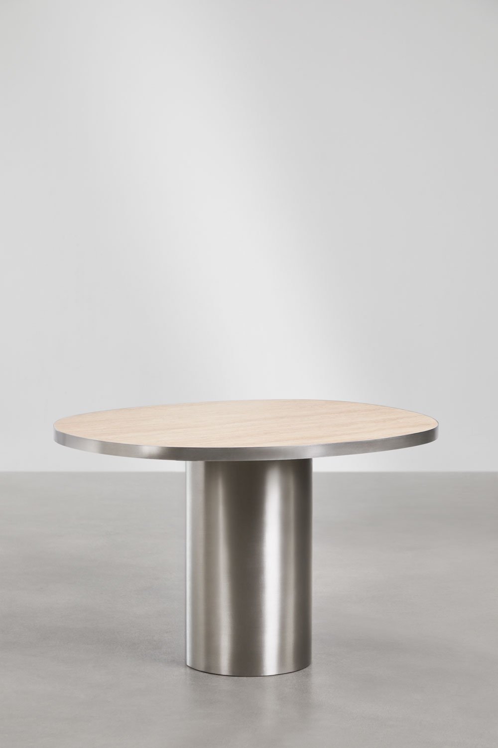 Ovalen eettafel 120x100 cm van natuursteen en roestvrij staal Fertrix, galerij beeld 3