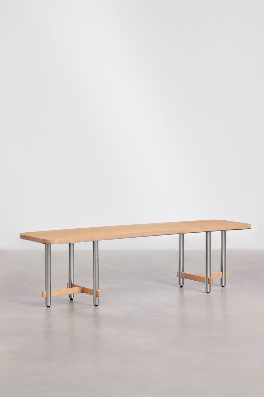170 cm bank van mangohout en staal Osaka, galerij beeld 1