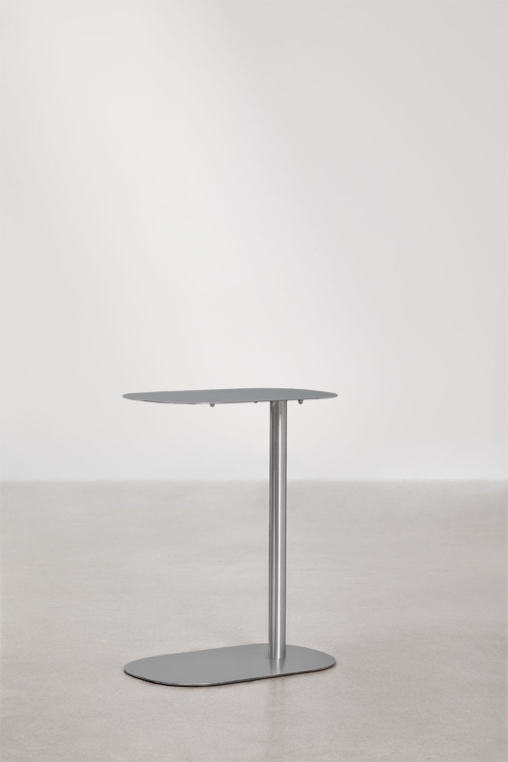 Ovale bijzettafel 40x25 cm van roestvrij staal Geninda, galerij beeld 1