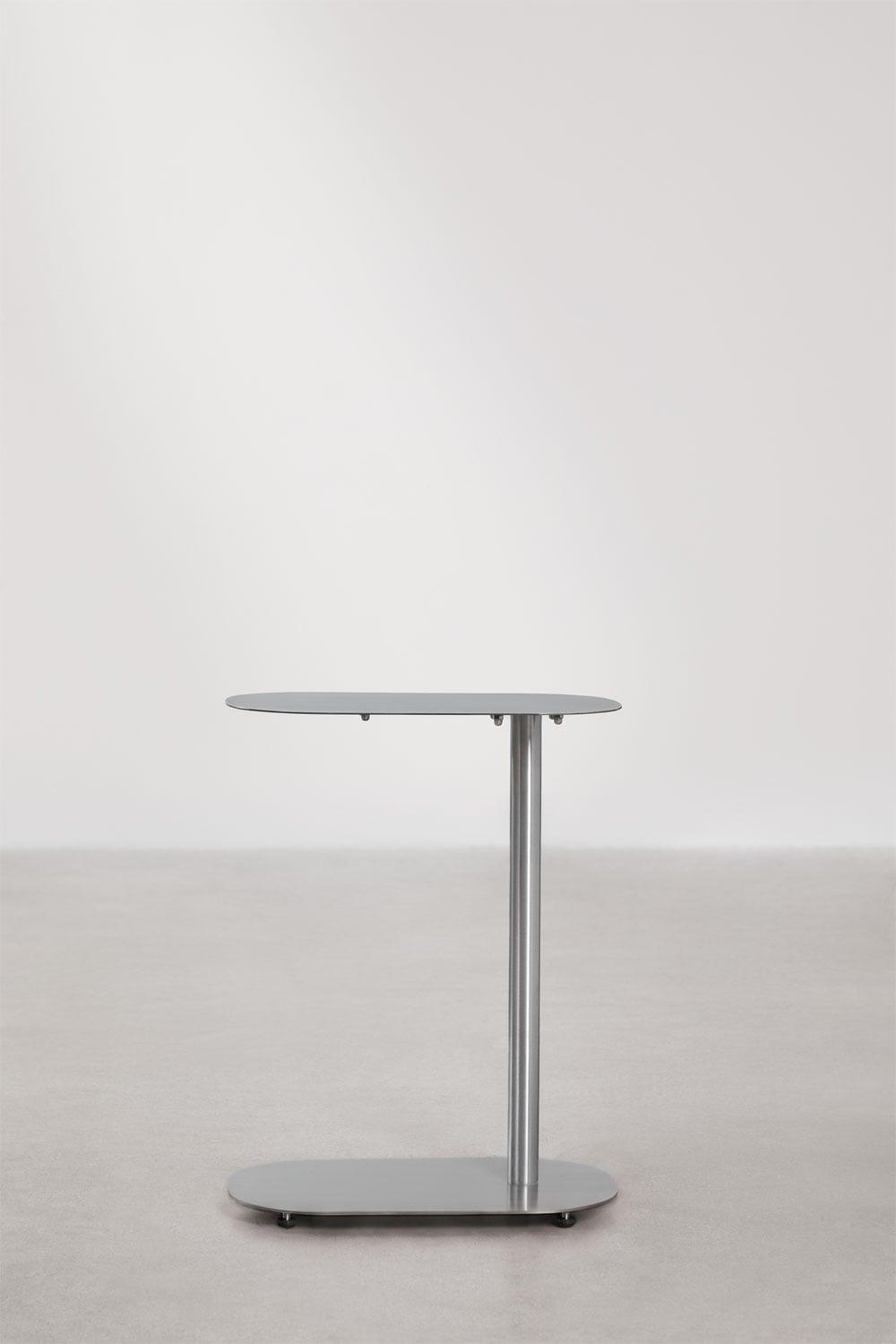 Ovale bijzettafel 40x25 cm van roestvrij staal Geninda, galerij beeld 3