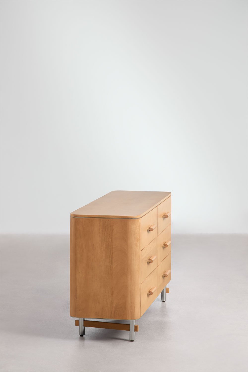 6-laden commode 140x45 cm van mangohout en staal Osaka, galerij beeld 4
