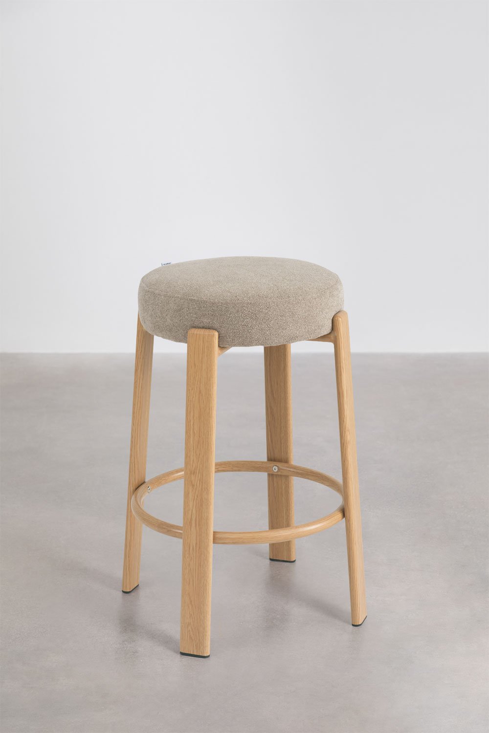 Set van 4 hoge krukken van chenillestof en ijzer Jolie, galerij beeld 3