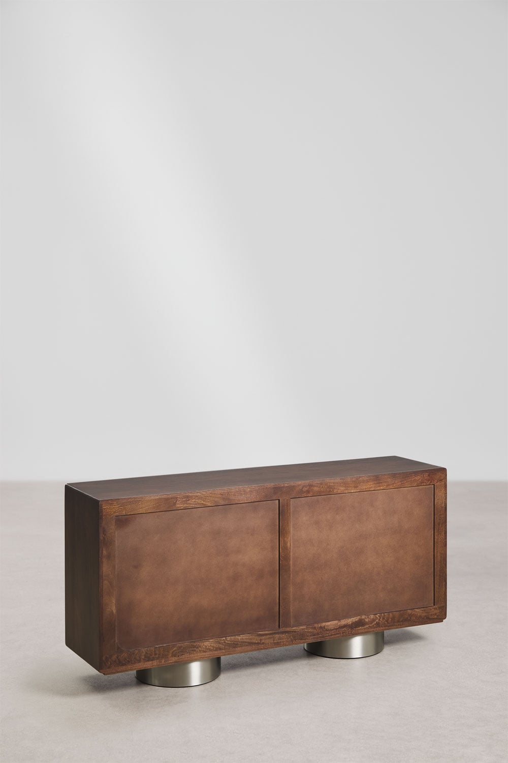 Rechthoekige dressoir 160x40 cm van mangohout en roestvrij staal Melisand, galerij beeld 5