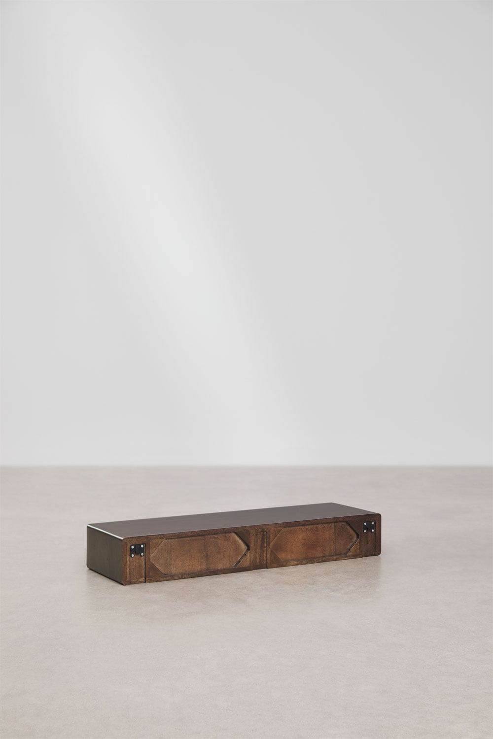 Wandgarderobe 100x30 cm van mangohout en roestvrij staal Melisand, galerij beeld 7